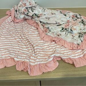 Posh Peanut Pink Floral and Striped Blanket
